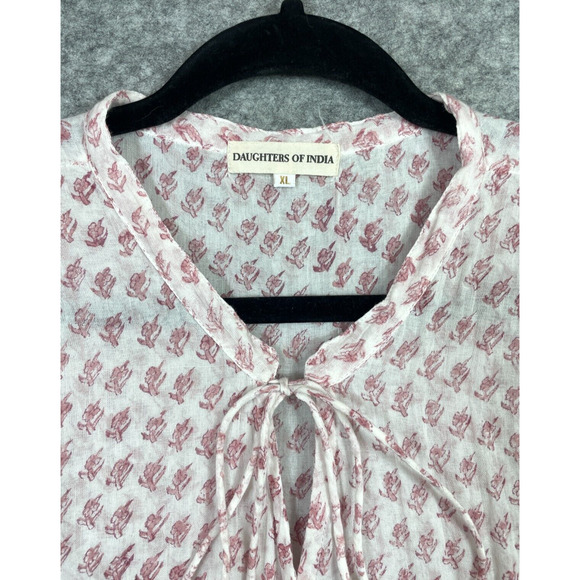 Daughters of India Womens Nora Mini Dress Boho Floral Primrose Pink White XL - Picture 7 of 13